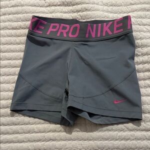 Nike Women's Athletic Shorts in Gray with Pink Details